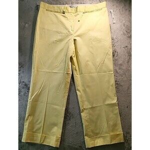 Realites Pants Womens Size 16 Butter Yellow Front Zipper Pockets  Cuff Legs